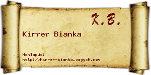 Kirrer Bianka névjegykártya